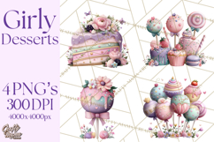 Dessert Clipart, Girly Pastel Sweets, Cupcakes Cookies Png Product Image 1