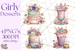 Dessert Clipart, Girly Pastel Sweets, Cupcakes Cookies Png Product Image 1