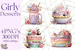 Dessert Clipart, Girly Pastel Sweets, Cupcakes Cookies Png Product Image 1