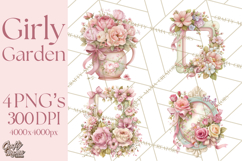 Pink Coquette Clipart, Girly Graden Decor Png, Feminine Product Image 1