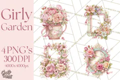 Pink Coquette Clipart, Girly Graden Decor Png, Feminine Product Image 1
