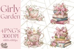 Pink Coquette Clipart, Girly Graden Decor Png, Feminine Product Image 1