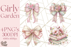 Pink Coquette Clipart, Girly Graden Decor Png, Feminine Product Image 1