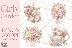 Pink Coquette Clipart, Girly Graden Decor Png, Feminine Product Image 1