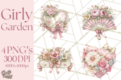 Pink Coquette Clipart, Girly Graden Decor Png, Feminine Product Image 1