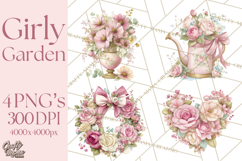 Pink Coquette Clipart, Girly Graden Decor Png, Feminine Product Image 1