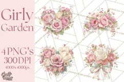 Pink Coquette Clipart, Girly Graden Decor Png, Feminine Product Image 1