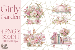 Pink Coquette Clipart, Girly Graden Decor Png, Feminine Product Image 1