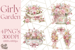 Pink Coquette Clipart, Girly Graden Decor Png, Feminine Product Image 1