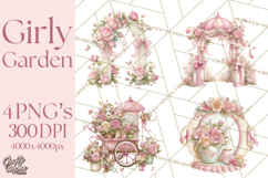 Pink Coquette Clipart, Girly Graden Decor Png, Feminine Product Image 1