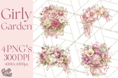 Pink Coquette Clipart, Girly Graden Decor Png, Feminine Product Image 1