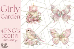 Pink Coquette Clipart, Girly Graden Decor Png, Feminine Product Image 1