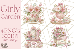 Pink Coquette Clipart, Girly Graden Decor Png, Feminine Product Image 1