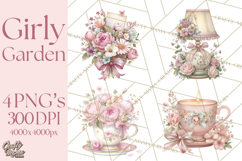 Pink Coquette Clipart, Girly Graden Decor Png, Feminine Product Image 1