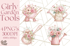 Girly Garden Tools Clipart, Pastel Gardening Clip Art Png Product Image 1