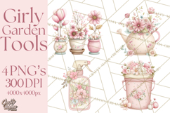 Girly Garden Tools Clipart, Pastel Gardening Clip Art Png Product Image 1