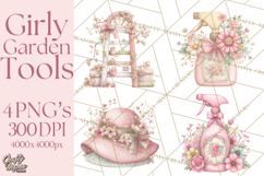 Girly Garden Tools Clipart, Pastel Gardening Clip Art Png Product Image 1