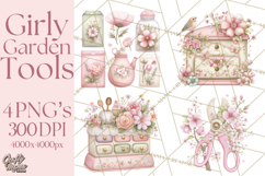 Girly Garden Tools Clipart, Pastel Gardening Clip Art Png Product Image 1