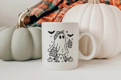 Trendy Girly Ghost Halloween Clipart Coffee &amp; Leopard Print Product Image 3