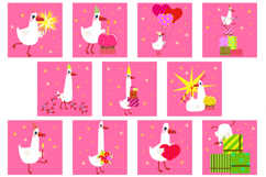 Silly Goose Birthday Clipart Set 11 Whimsical Party Goose Product Image 2