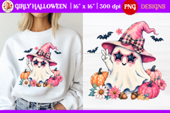 Cute girly Halloween ghost PNG | Girly Preppy Brushstroke Product Image 1