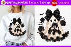 Cute girly Halloween ghost PNG | Girly Preppy Brushstroke Product Image 1