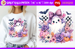 Cute girly Halloween ghost PNG | Girly Preppy Brushstroke Product Image 1