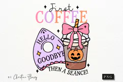Coffee and Seances Halloween PNG | Coquette Girly PNG Product Image 1