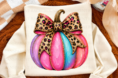 Girly Leopard Bow Pink Pumpkin Png, Coquette Fall Design Product Image 2