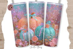 Pastel Glitter Pumpkins Fall Tumbler Wrap PNG Product Image 2