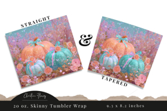 Pastel Glitter Pumpkins Fall Tumbler Wrap PNG Product Image 6