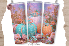 Pastel Glitter Pumpkins Fall Tumbler Wrap PNG Product Image 5