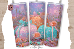 Pastel Glitter Pumpkins Fall Tumbler Wrap PNG Product Image 3
