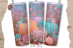 Pastel Glitter Pumpkins Fall Tumbler Wrap PNG Product Image 4