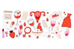 Menstrual Cycle &amp; Women's Health Clipart Set 28 Period Product Image 4