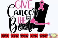 Give Cancer The Boot SVG | Cancer SVG | Breast Cancer SVG Product Image 3