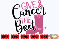 Give Cancer The Boot SVG | Cancer SVG | Breast Cancer SVG Product Image 4