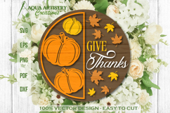 Give Thanks Fall Round Sign Laser Cut SVG Template Product Image 1