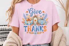 Give Thanks PNG, Blue Floral Pumpkin Sublimation Product Image 4