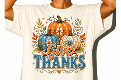 Give Thanks Png, Floral Fall Pumpkin Product Image 3