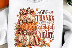 Give Thanks with a Grateful Heart PNG | Rustic Pumpkin Thank Product Image 2