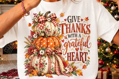 Give Thanks with a Grateful Heart PNG | Rustic Pumpkin Thank Product Image 3