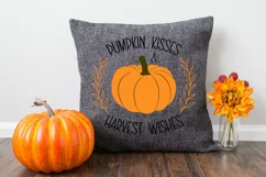 Pumpkin Kisses Harvest Wishes svg| farmhouse round sign svg Product Image 5