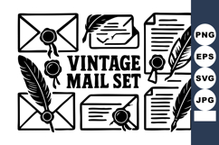 Vintage mail with envelopes, letters, wax seals, and feathe Product Image 1