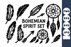 Bohemian spirit feather arrow and dreamcatcher vector for c Product Image 1