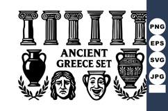 Ancient Greece with classical columns vases theatrical mask Product Image 1
