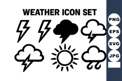 Weather icon with lightning sun clouds rain storm symbols v Product Image 1