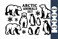 Arctic animals featuring polar bears and penguins in black Product Image 1