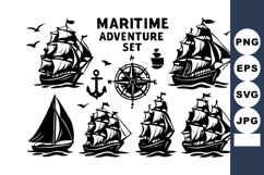 Maritime adventure with vintage sailing ships compass ancho Product Image 1