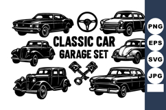 Classic car garage vintage automobile collection with steer Product Image 1